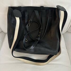 Madewell medium transport tote and Clare V strap